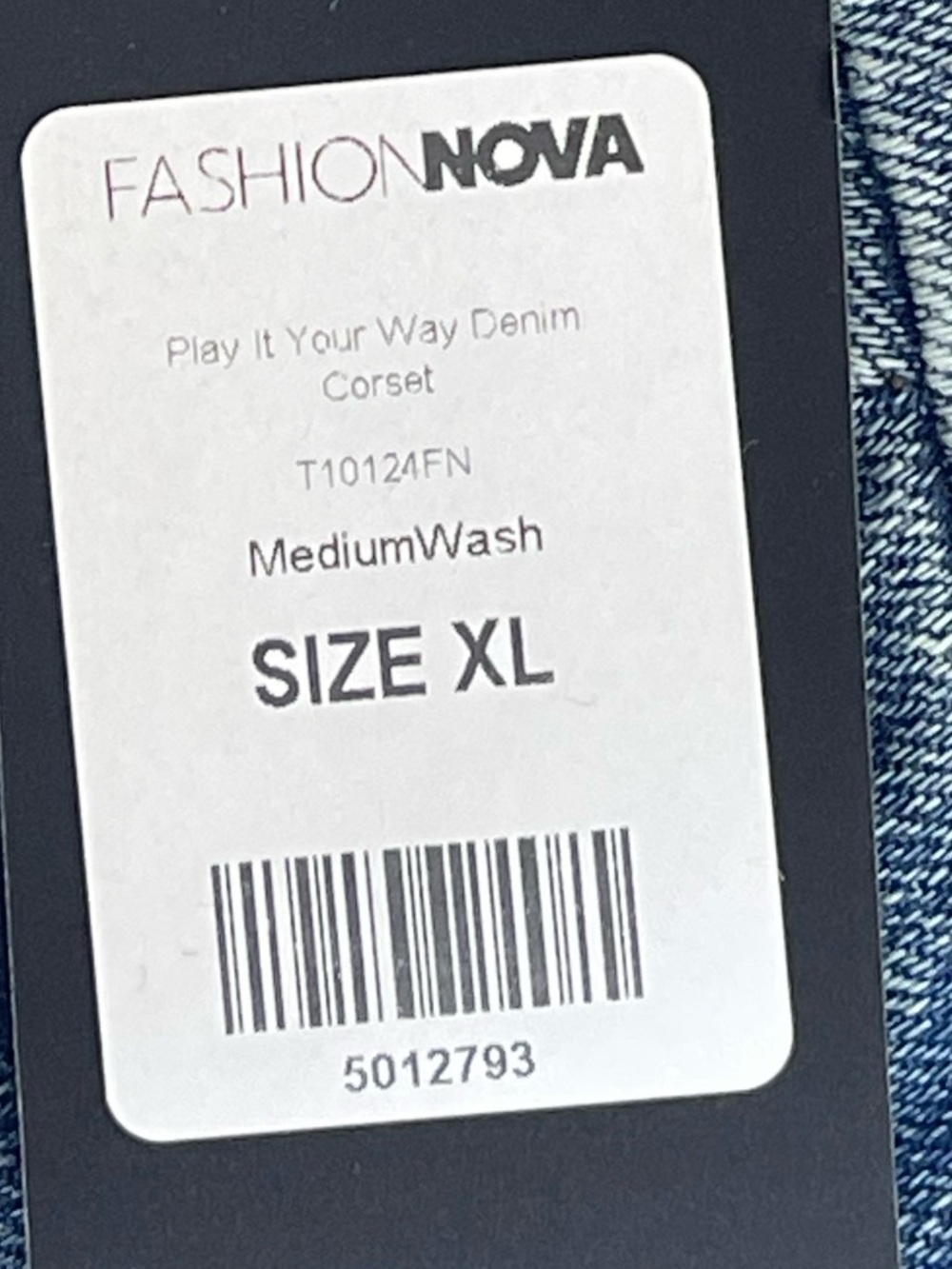Fashion Nova Women’s MediumWash Denim Lace-Up Corset Crop Top Size XL NWT - Picture 2 of 10
